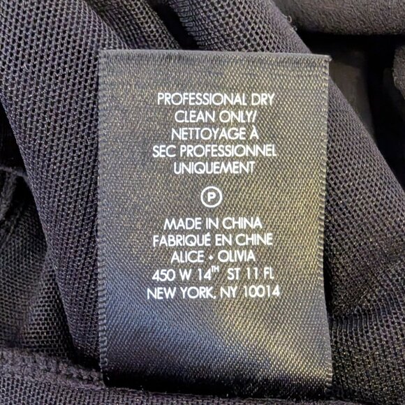 NWT Alice + Olivia | AIR Cate Bodycon Black Mini Dress w/ Sheer Mesh Panel | 12 - Picture 12 of 13